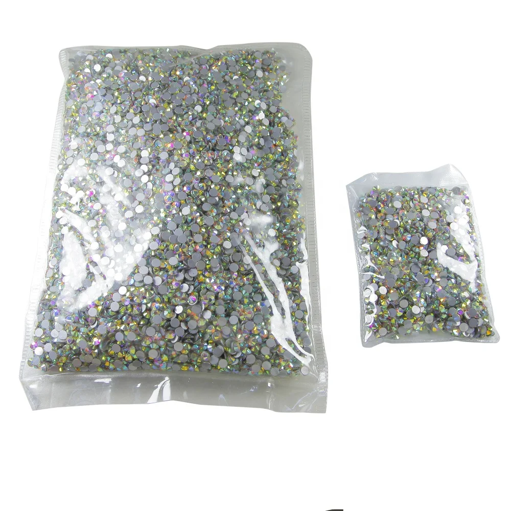 

Wholesale Bulk Package Crystal AB Glass Rhinestone Non Hotfix Flatback Rhinestone For Nail Art