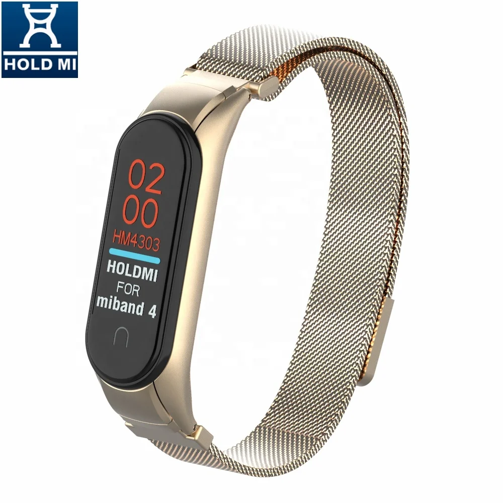 

ODM holdmi 43036 series retro gold color stainless steel miband4 milanese strap for mi band 4
