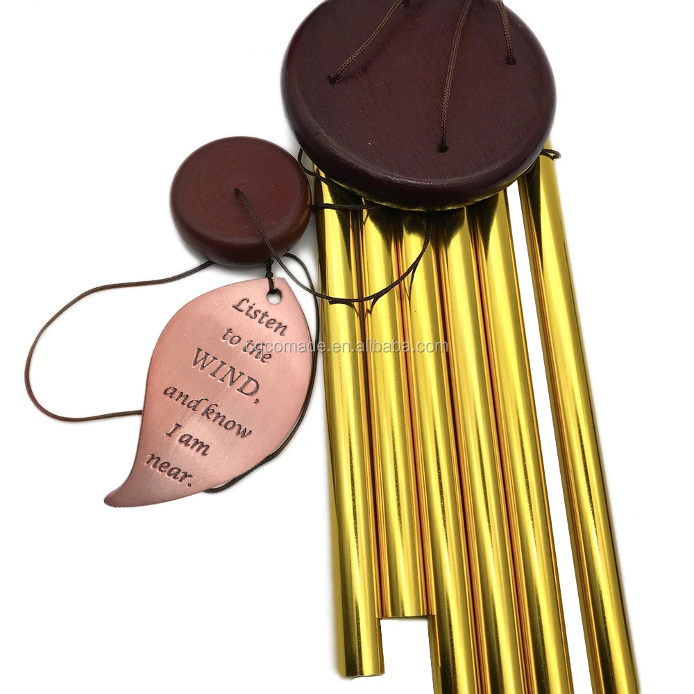 

Amazon Hot sale Windchime with metal pendant memorial wind chimes gold GONE WITH THE WIND