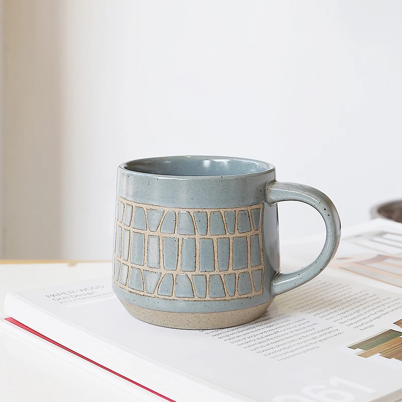 

wholesale bulk cafe restaurant used drinkware 435ml vintage ceramic stoneware coffee mug with handle