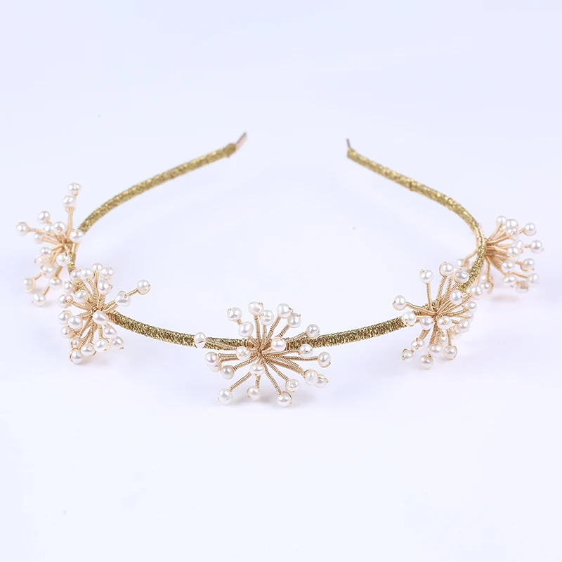 

Natural Fresh Water Potato Pearl Headband Gold Hairband For Women Wedding Bridal Jewelry, White
