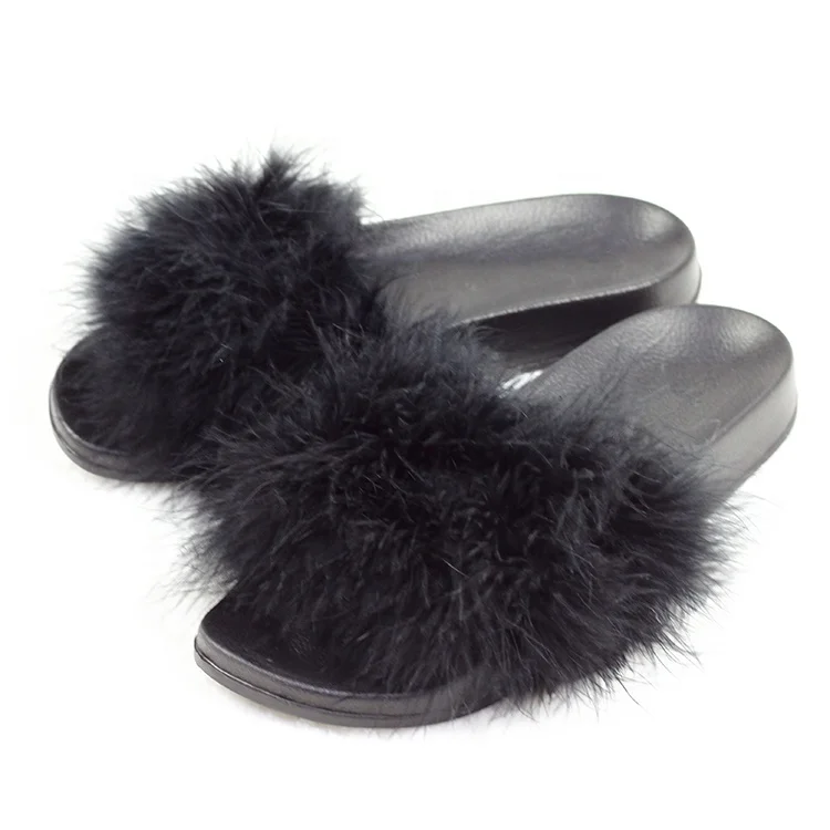 

Latest Trend Summer Custom Wholesale Turkey Feather Fluffy Fuzzy Women Fur Sandals Slippers, As the customer's request