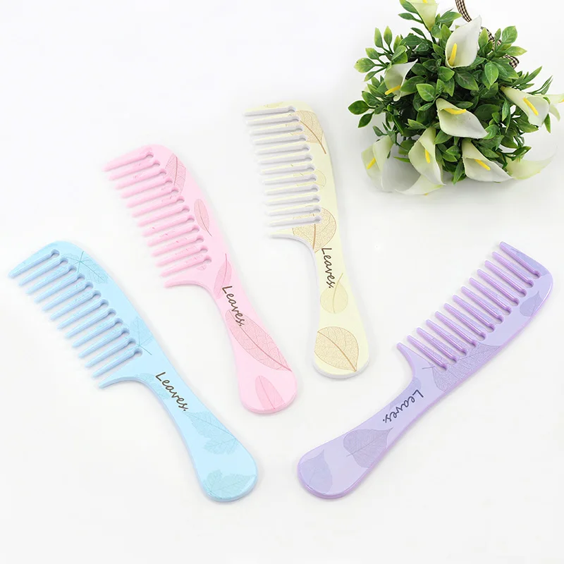 

Custom Logo Design Colorful Hairbrush Static Plastic Wide Tooth Hair Comb, Mixed color