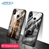 Tpu matte case for Party favors Tempered glass phone case for Redmi mi note 4 5 6 7 Pro back cover with wolves design