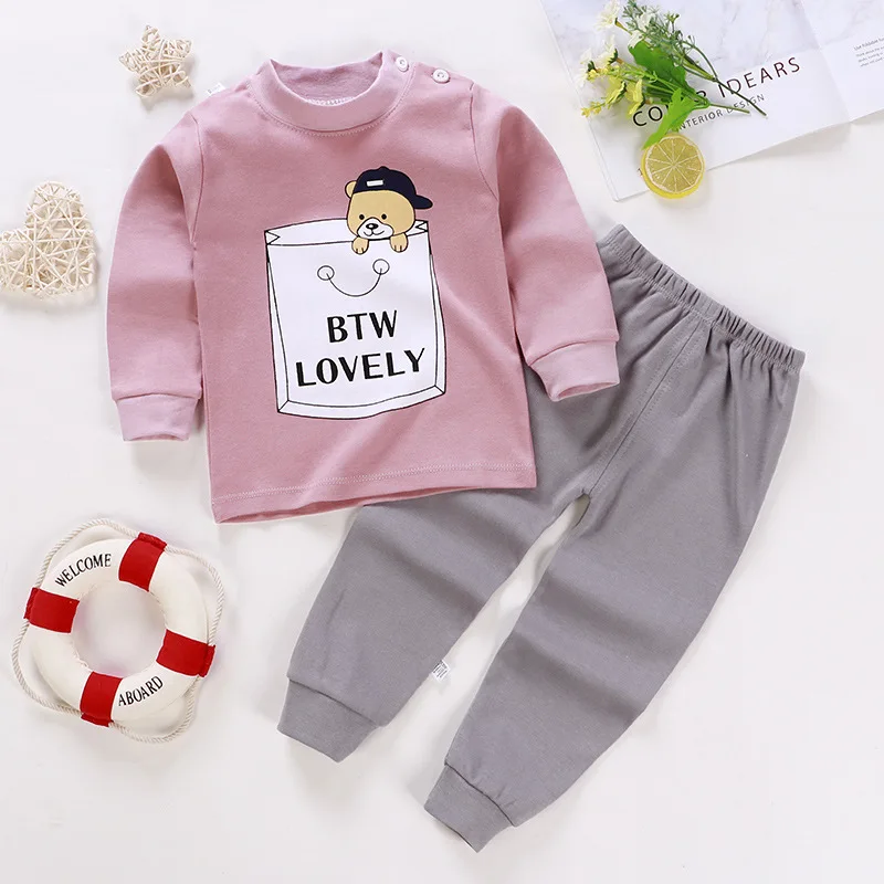 

2021 autumn cotton pajamas kids comfortable baby girl clothes clothing sets