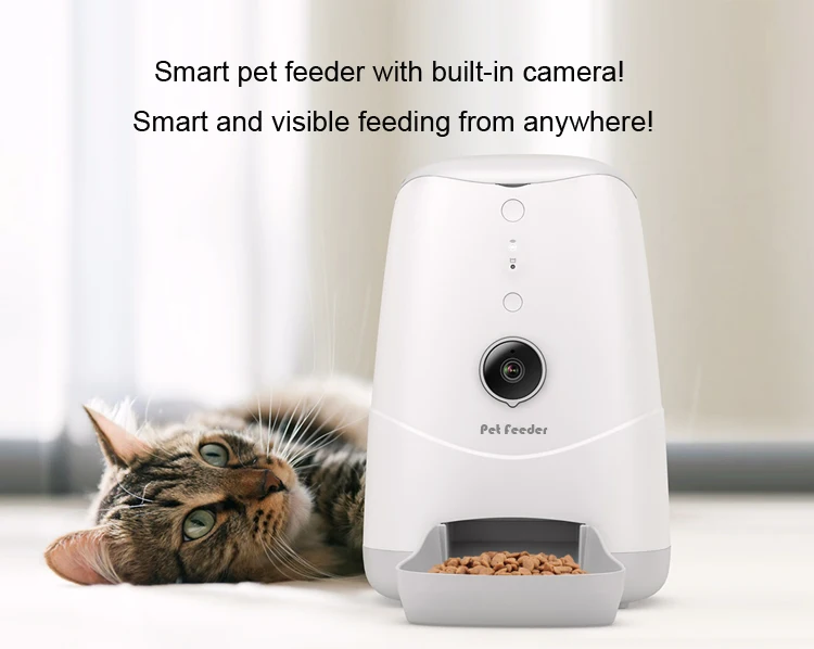 PETONEER Nutri Vision Smart เครื่องป้อนสัตว์เลี้ยงอัตโนมัติพร้อมการควบคุมแอปและกล้อง HD มุมกว้าง 120 และกล้องมองกลางคืน