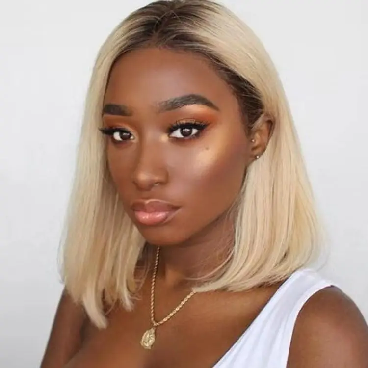 

Dropshipping Cuticle Aligned Pre Coloured Bob Wig Straight Lace Front Peruvian 613, 1 colors