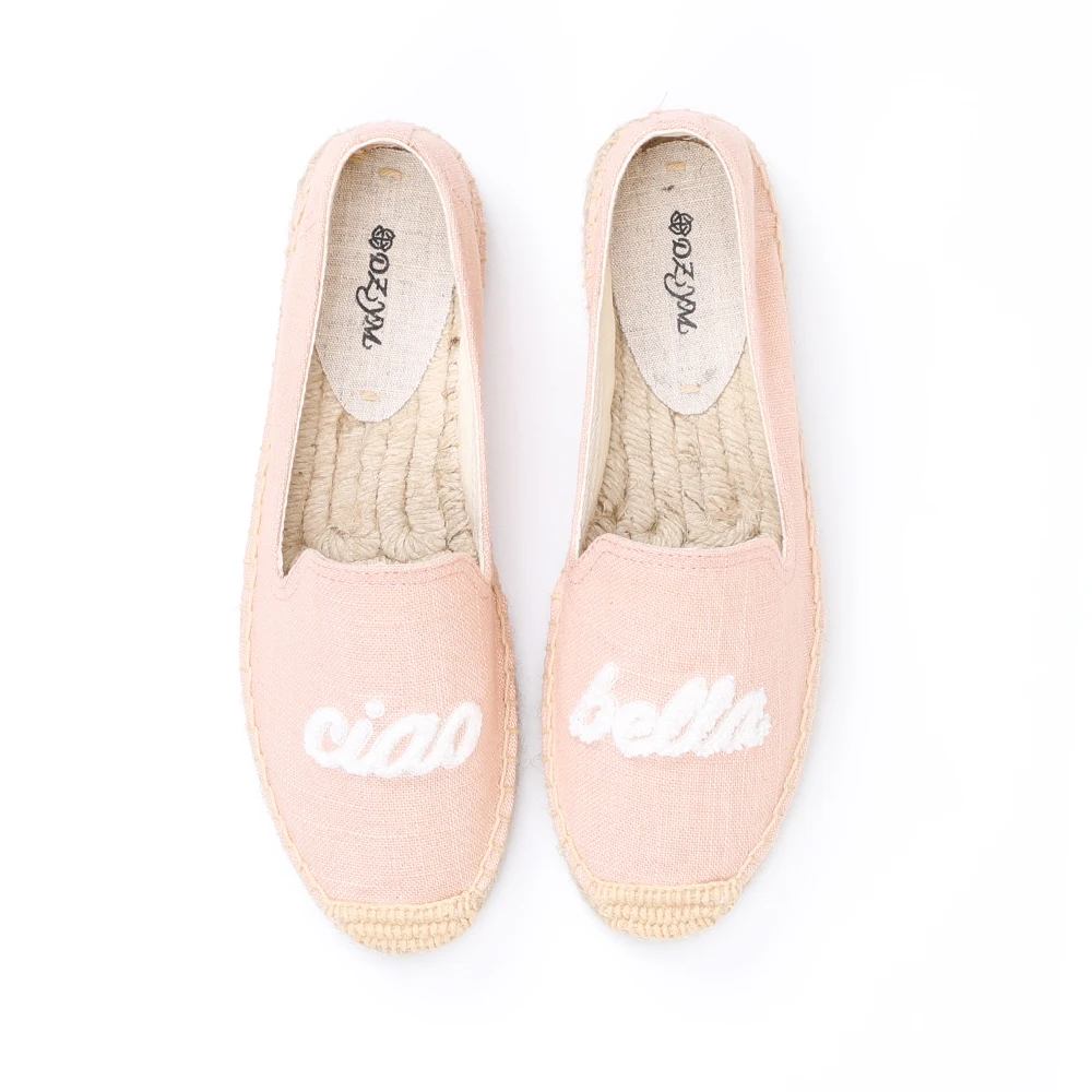 

Ladies casual fashion one-step lazy espadrille flat-bottomed breathable comfortable embroidered pink espadrilles, Mix colors