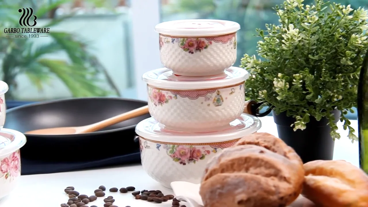 Wholesale Cheap Fine White Embossed Porcelain Serving Dinnerware 3pcs