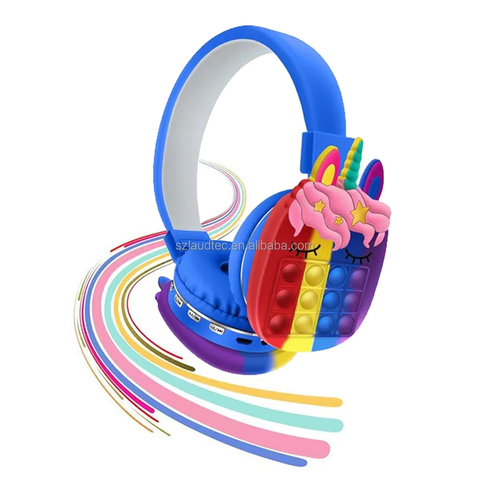 

Laudtec Fidget Headset for Children's Gift Toy Fidget Auriculares Rainbow Popping Push Bubble It Fidget Wireless Headphones