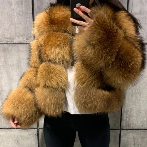 

Winter Coat Trendy Raccoon Faux Fur Jacket Fur Coat Woman Jacket And Coat