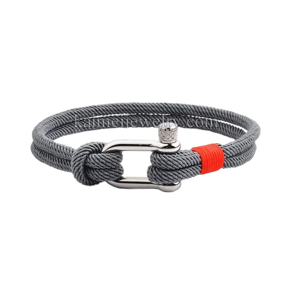 

Bulk Customized Bracelet Sailing Nylon Rope Stainless Steel U Shackle Bracelet