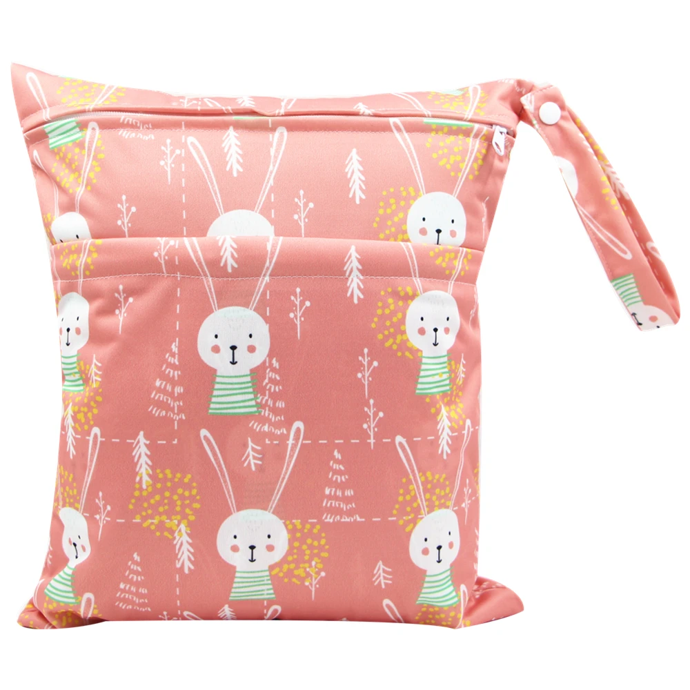 

Asenappy Waterproof Diaper Wet Bags Double Zipper Travel Printed Bag