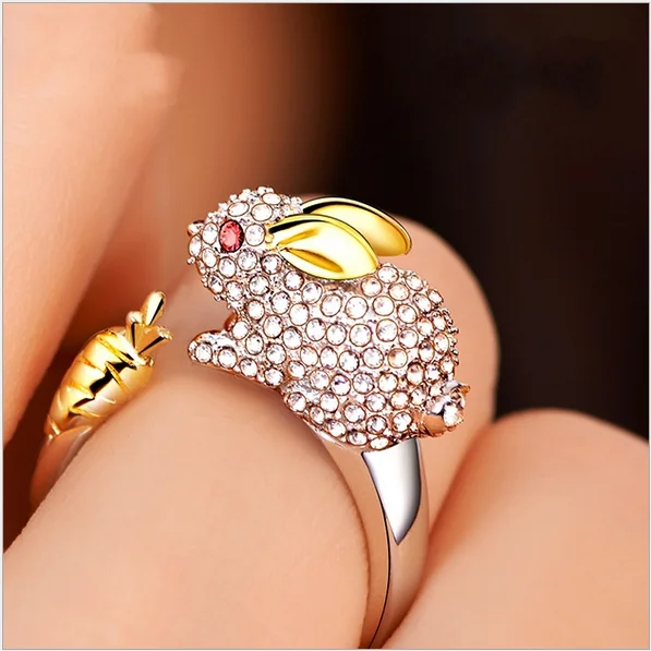 

Women's index finger double color jewelry rings, Silver