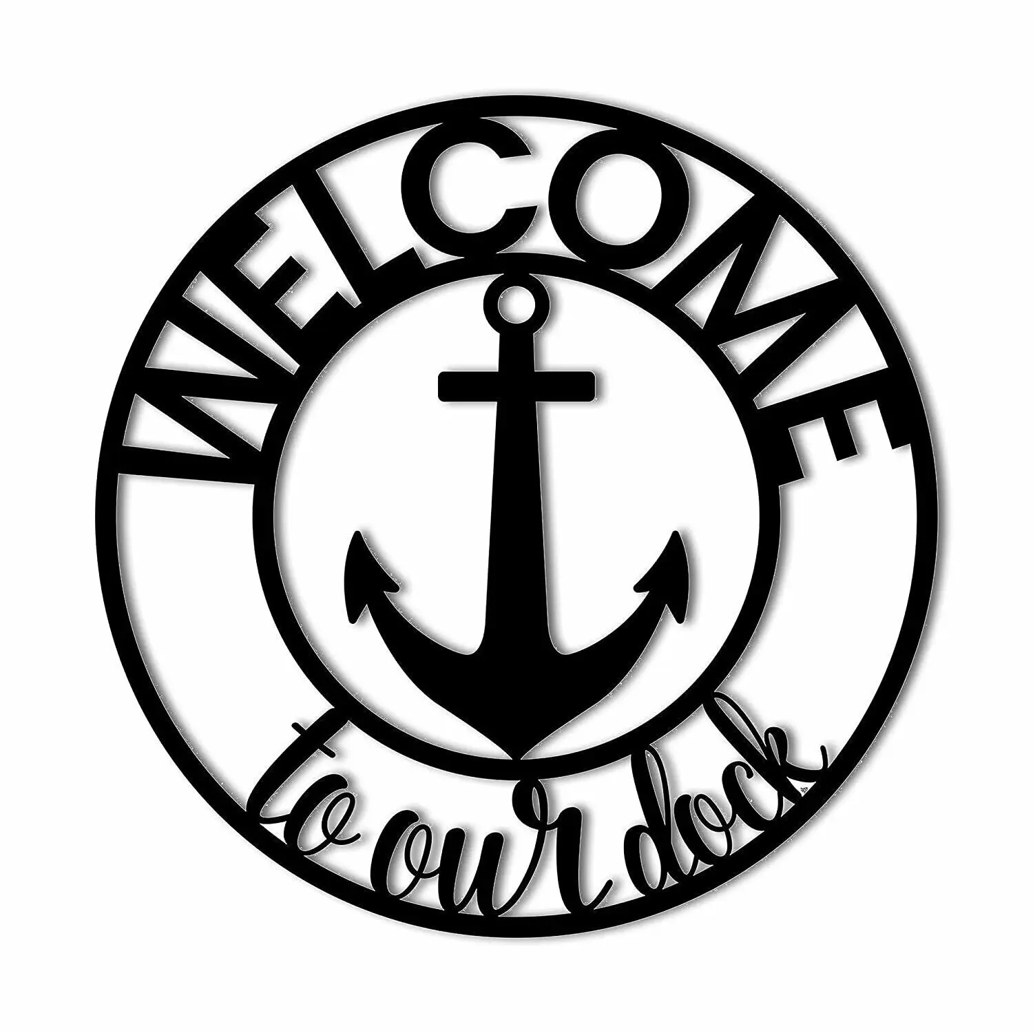 

Welcome to Our Dock Home Decor Decorative Accent Metal Art Wall Sign, Black