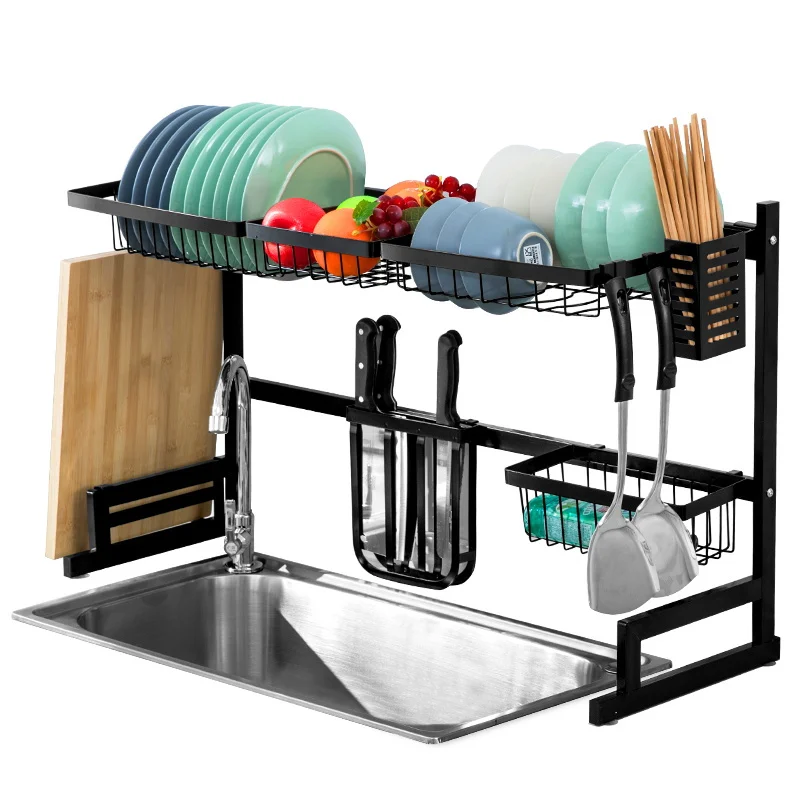

Stainless Steel Standing Type 2-tier Kitchen Storage Holders Adjustable Over Sink Dish Drying Rack
