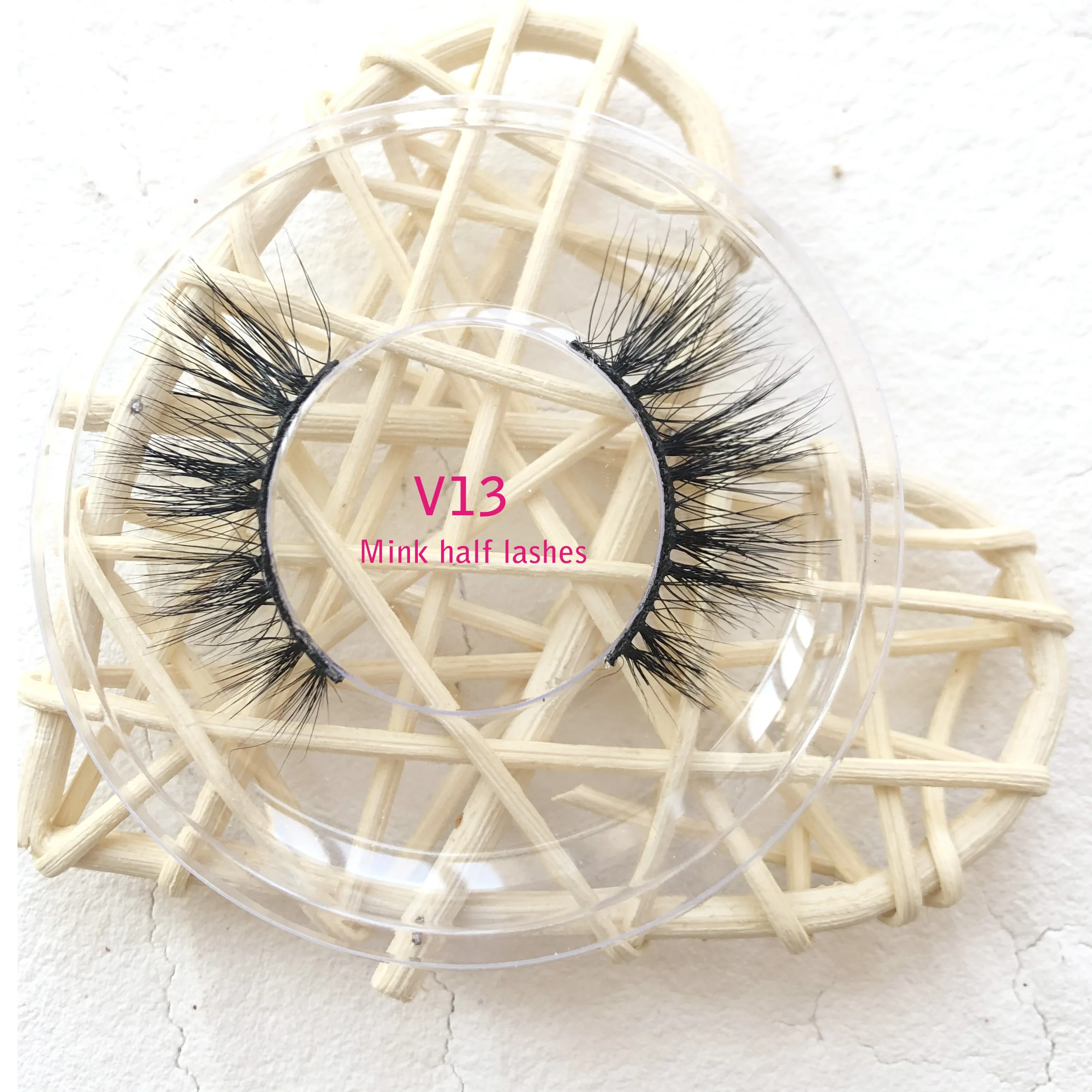 

iShero promotion private labels faux mink 3D short mink eyelashes natural corner lash half lashes, Black