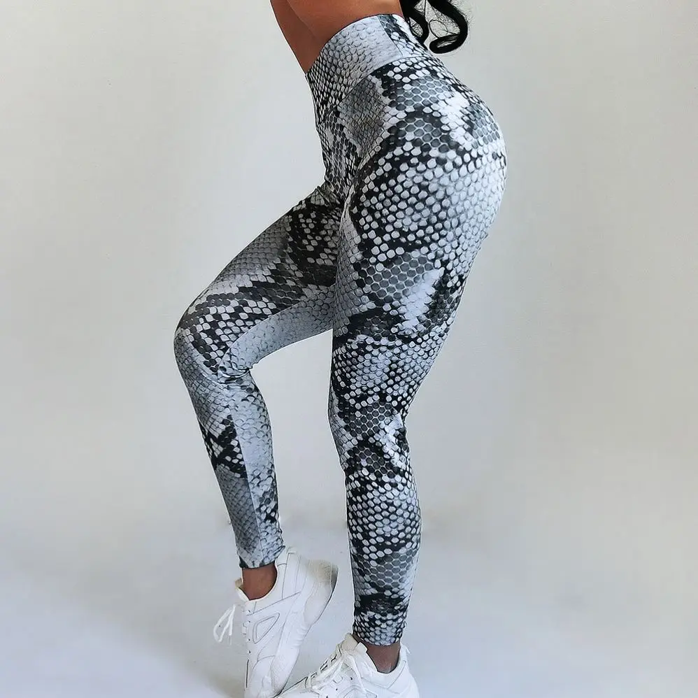 

High Waist Leggings Serpentine Women Yoga Pants Mesh Leather Leggins Sports Pants Ladies Scrunch Leggings, Customied