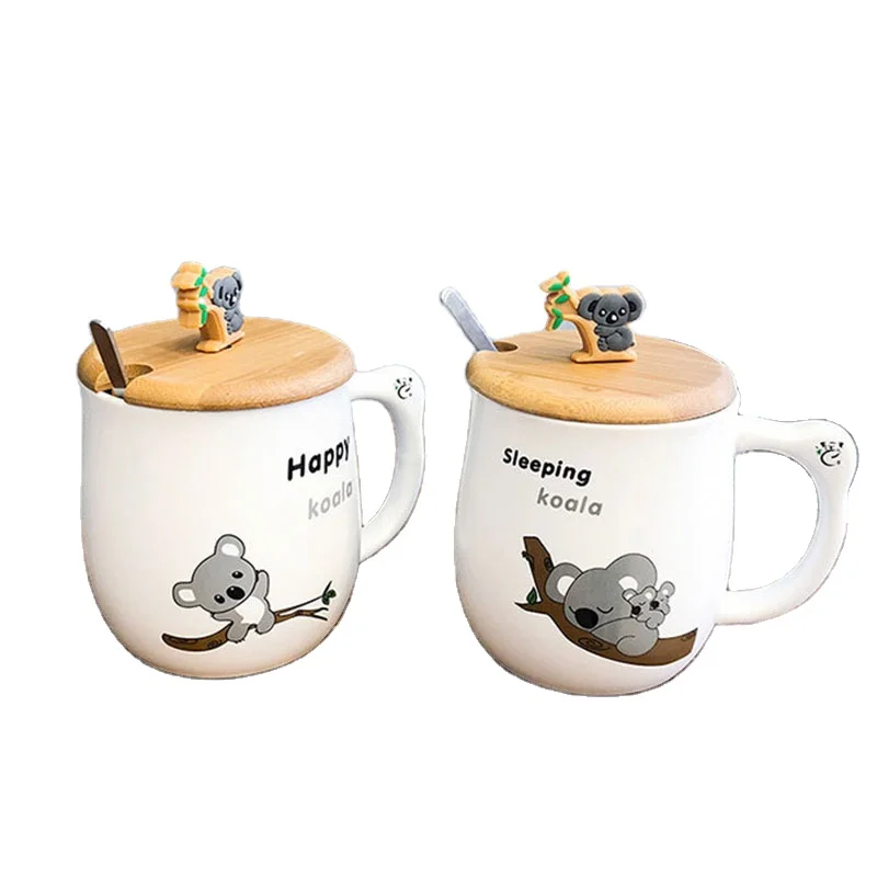 

Nordic Ins Cartoon Koala Painted Personality Ceramic Water Cup, White