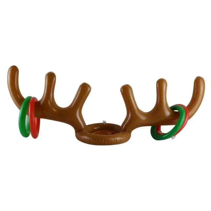 Christmas Toss Game Set with 2 Reindeer Antler Hats