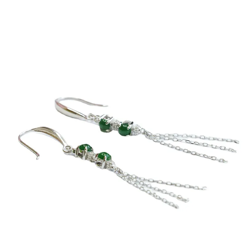 

S925 Silver Inlay Natural Emerald Ear Hook Emperor Green Stud Earrings Jewelry Factory Wholesale Delivery FC2072911