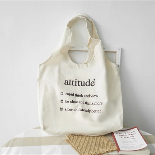 

Korean Style Letter Single Shoulder handbag Literary Women Large Capacity Canvas Carrying Shopping Bag, Customized color