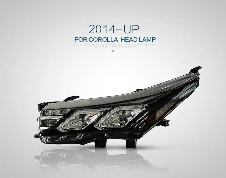 VLAND manufacturer for COROLLA HeadLights  2014 2015 2016 2017 2018  2019 for LED head lamp plug and play