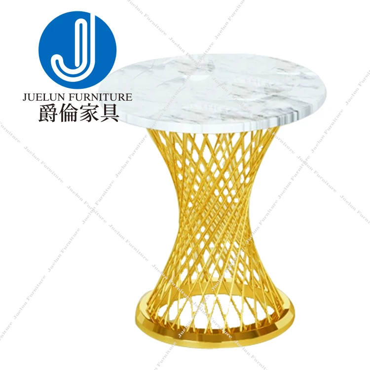 Factory direct gold stainless steel round marble furniture table coffee modern end table modern cafe table