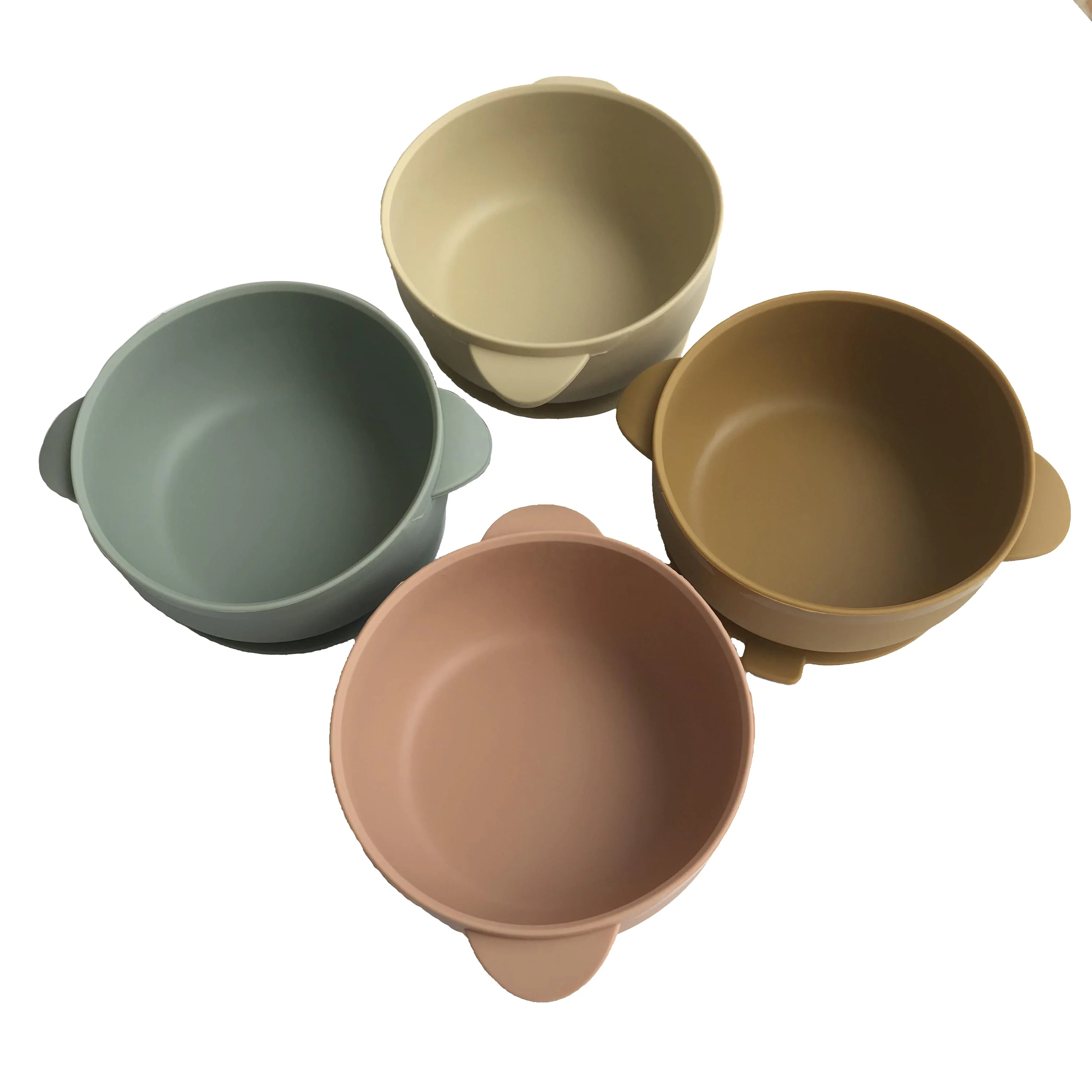 Custom Color 50pcs suction bowl  baby Strong Suction Stay Put Feeding baby bowl with lid suction bowl baby