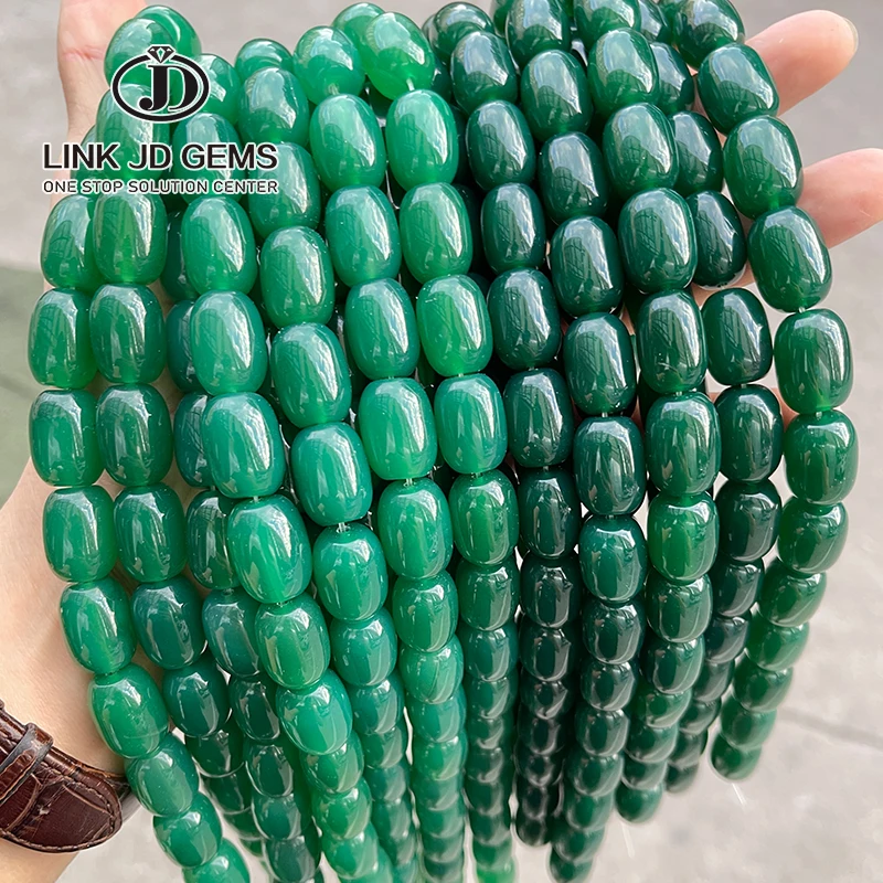 

JD Wholesale 10*14mm 13*18mm Dyed Color Green Natural Agate Barrel Shape Beads Loose Spacer Stone Beads for Jewelry Making