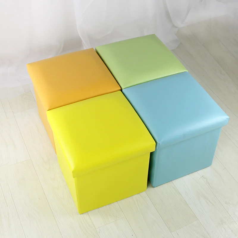 
Hot Sale Good Quality PU Foldable Seat Box Folding Storage Stool Ottoman 