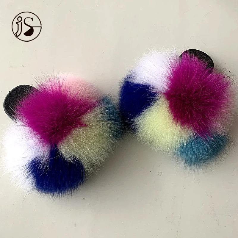 

Wholesale fur slippers for women hot selling stitching design pink fluffy slippers pantuflas shoes women slippers, Picture