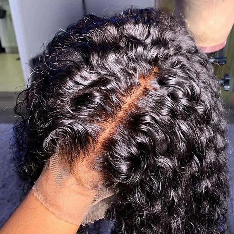 

Fake Skin Curly Raw Virgin Brazilian Human Hair Natural Color 360 Fake Scalp Wig