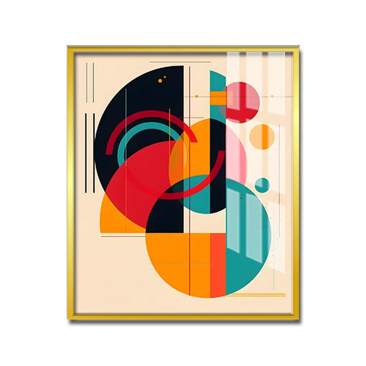 High Definition Abstract Geometric Pattern Crystal Porcelain  Painting Wall Art Frame for Home Decoration