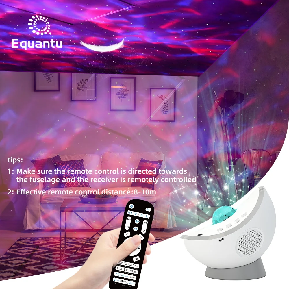 

Equantu hot sales starry moon projector quran speaker app control galaxy projection lamp led night light quran player, 10 color