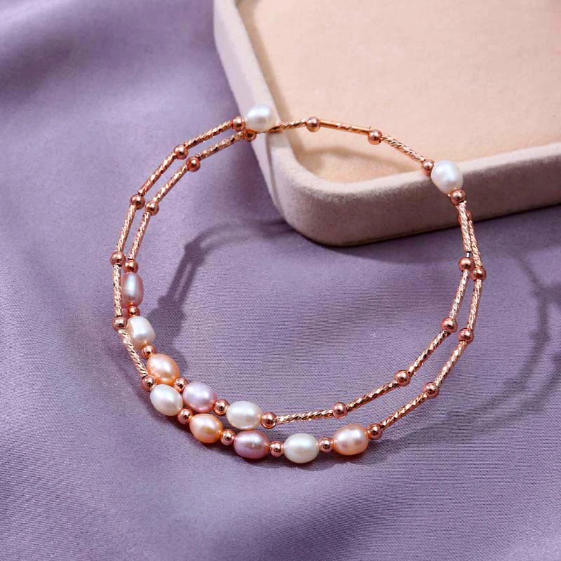 

Natural freshwater pearl bracelet mixed color multi-layer bracelet female spot wholesale jewelry support customization, Natural pearl/gold