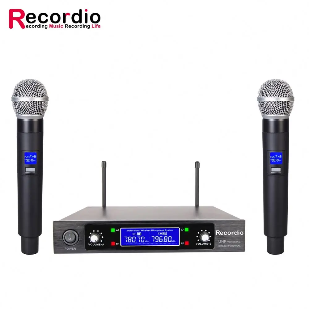 

GAW-V744 Hot Sell Cardioid Condenser Wireless Microphone Best Wireless Microphone For Karaoke With Low Price, Silver&black