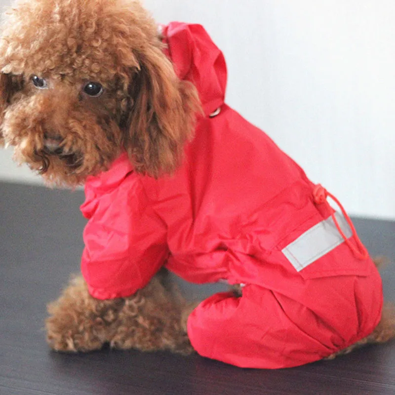 

Pet Dog Hooded Raincoat Puppy Dog Raincoat Waterproof Jacket Soft Breathable Mesh Dog Clothes, As photo