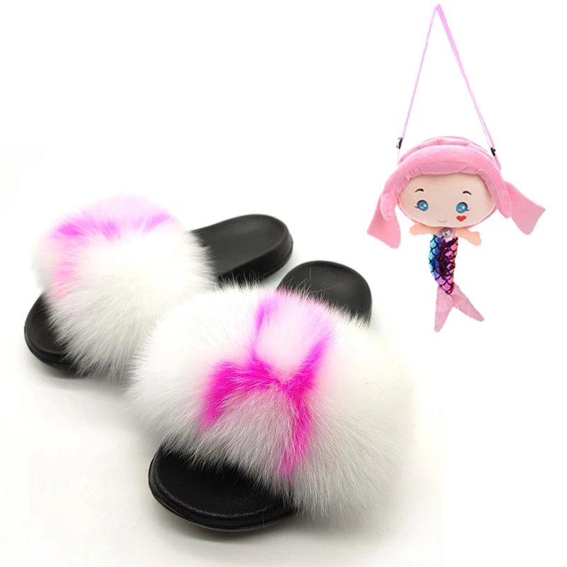 

ELVA baby kids fur slides big fix fur slides big fur slides vendor