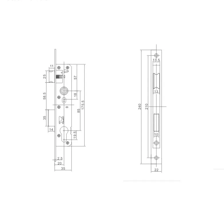 8520 Mm Distance Stainless Steel Mortise Lock Door Lock Body In High ...