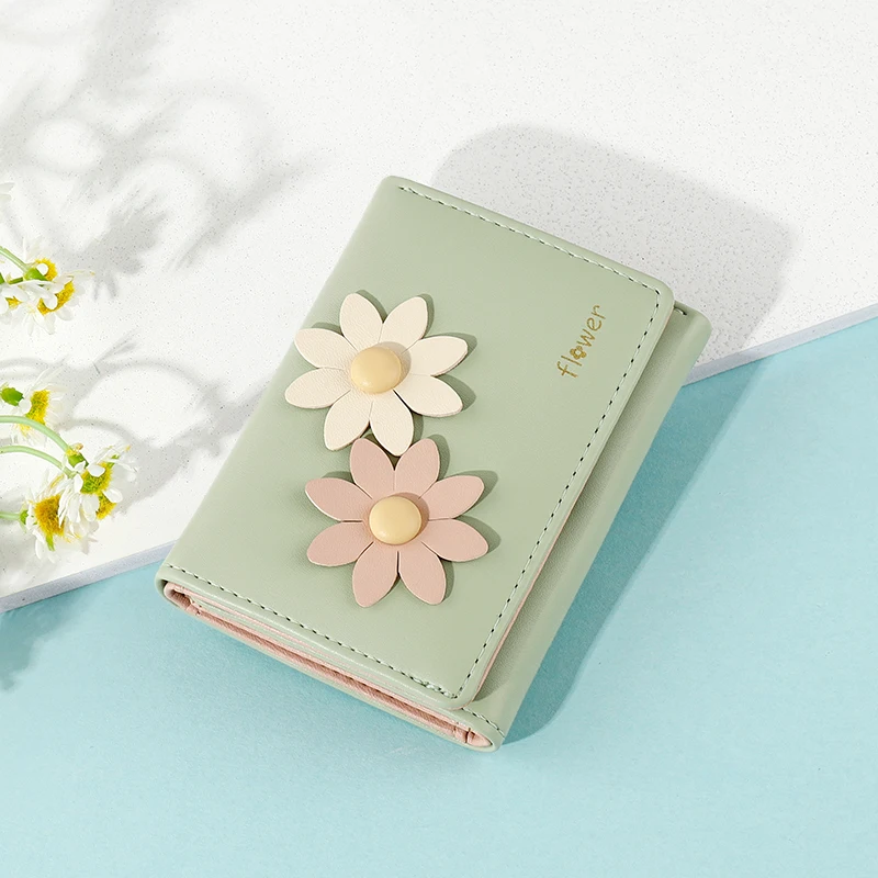 

new flower coin purse business card holder money clip for women, Black,blue,purple,green,,pink