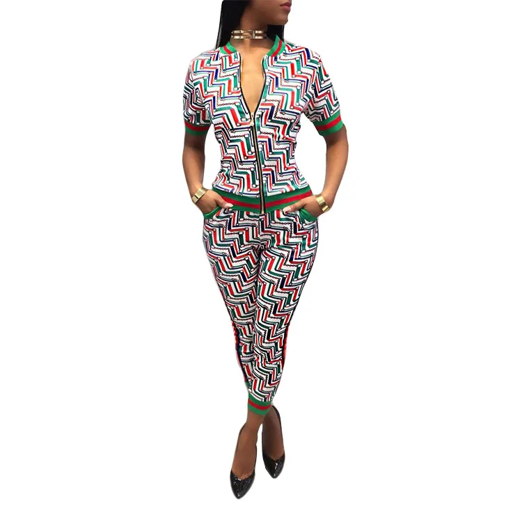 

Hot sale European and American women's wear floral printed boutique women clothing sports suit, Green