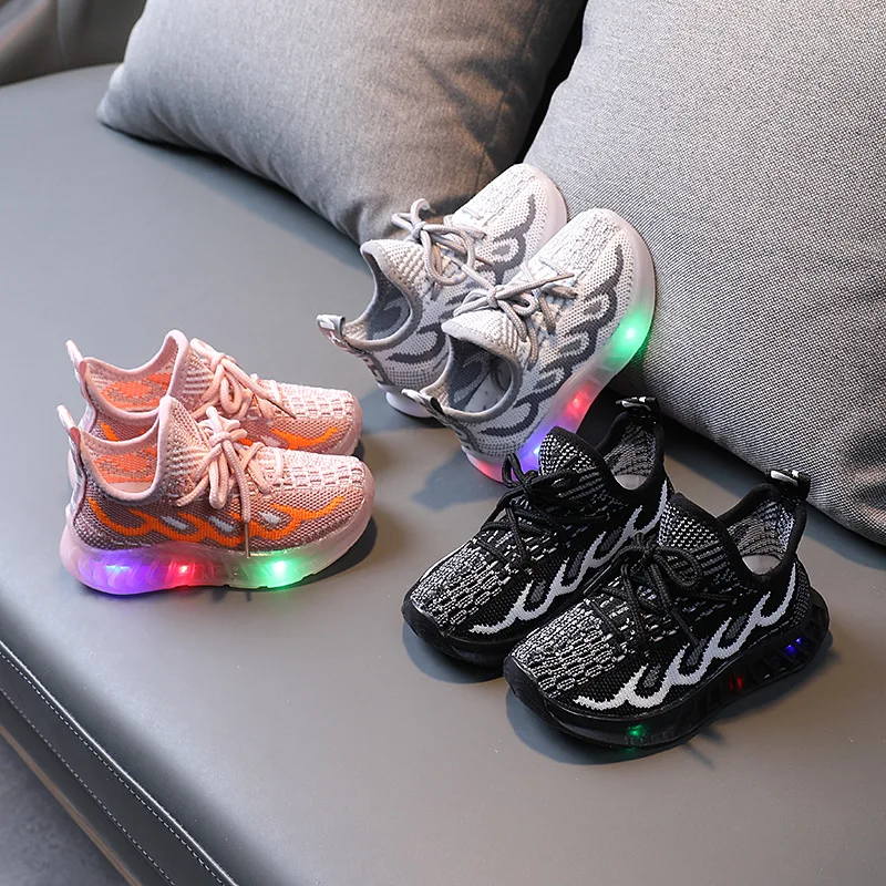 

Fashion New Design Boys Girls Lighting Children Led Sneaker Child Mesh Breathable Sport Shoes Kids Shoes For Girls, As shown