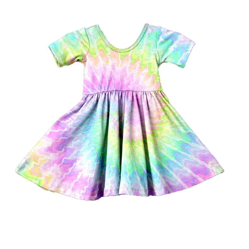

Kids tie dye Clothes 2 3 4 5 6 7 8 9 10 to 12 Year Old Children Cotton spring Boutique Toddler summer twirl Girl Dress
