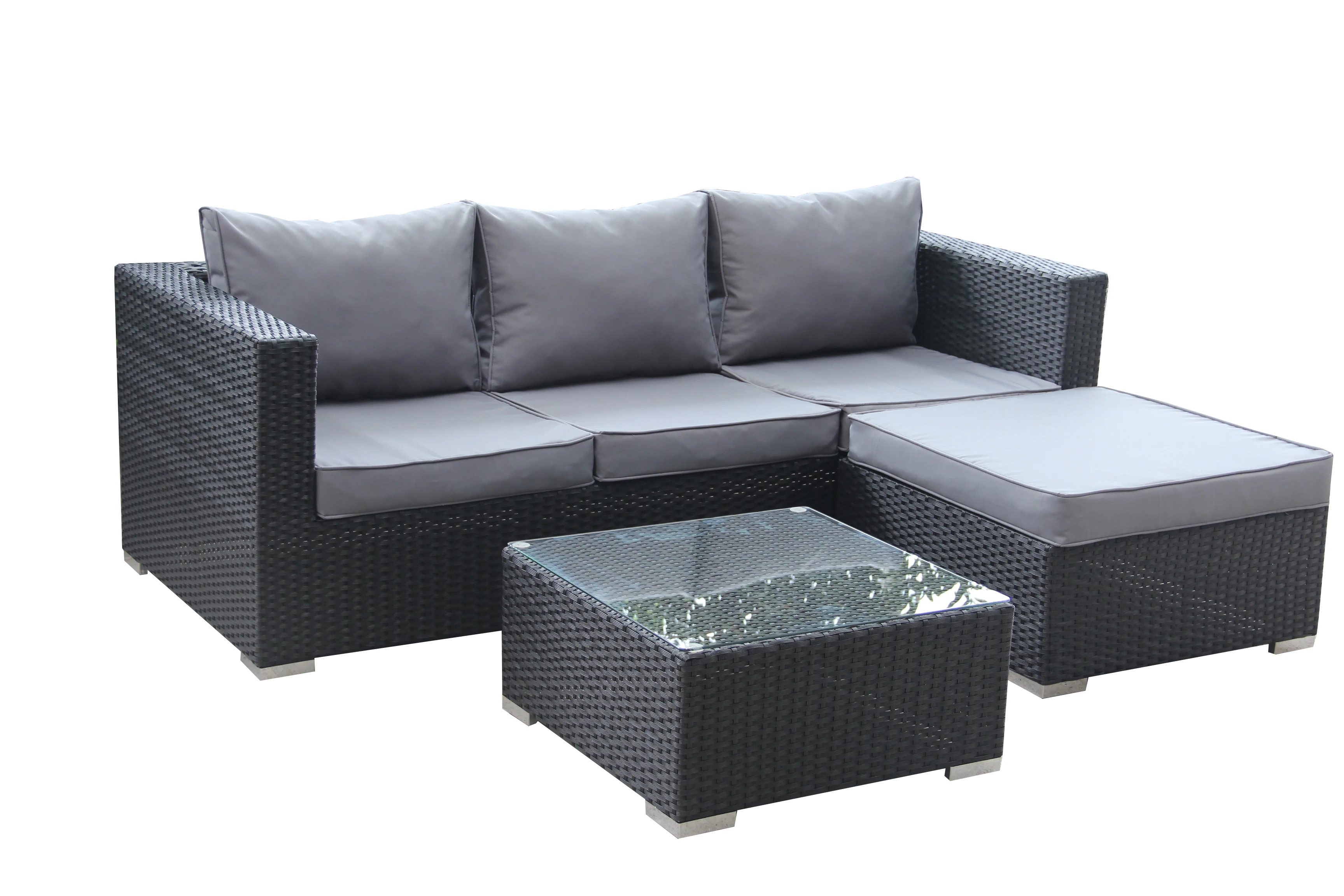 All Weather Luxury Wicker Rattan L Shaped Sofa Garden Sofa Rattan ...