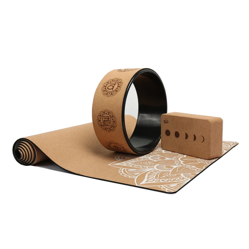 

Custom Print Label Rubber Cork Yoga Mat Wheel Strap Block Yoga Mat Set Gym Fitness Natural Carton Picture 3 Days Customer Logo
