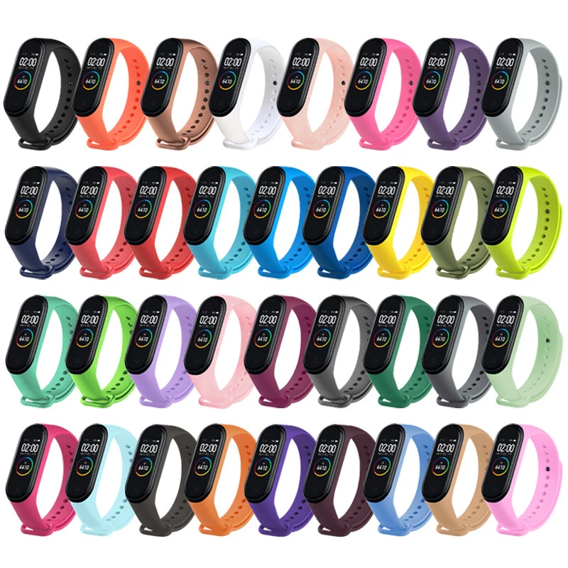 

Strap for Xiaomi Band 6 5 4 3 Sport Wristband Silicone Bracelet Mi Band 3 4 Band5 replacement straps For mi band 6 watch strap, Pure color