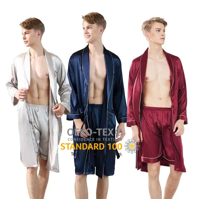 

Modern Style summer satin pajamas men's silk soft sleepwear short sl men silk satin pajamas