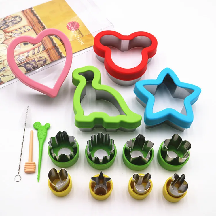 

Creative Sandwich Vegetable Fruit Cutter 15pcs Stainless Steel Cake Tools Set with Hand Protector Multi-Shapes Cookie Cutters
