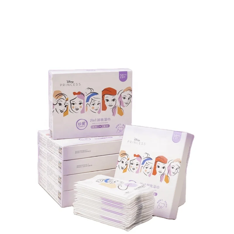

High Quality 20 PCS Single Pieces Wet Wipes Chamomile Cactus Makeup Remover Wipes
